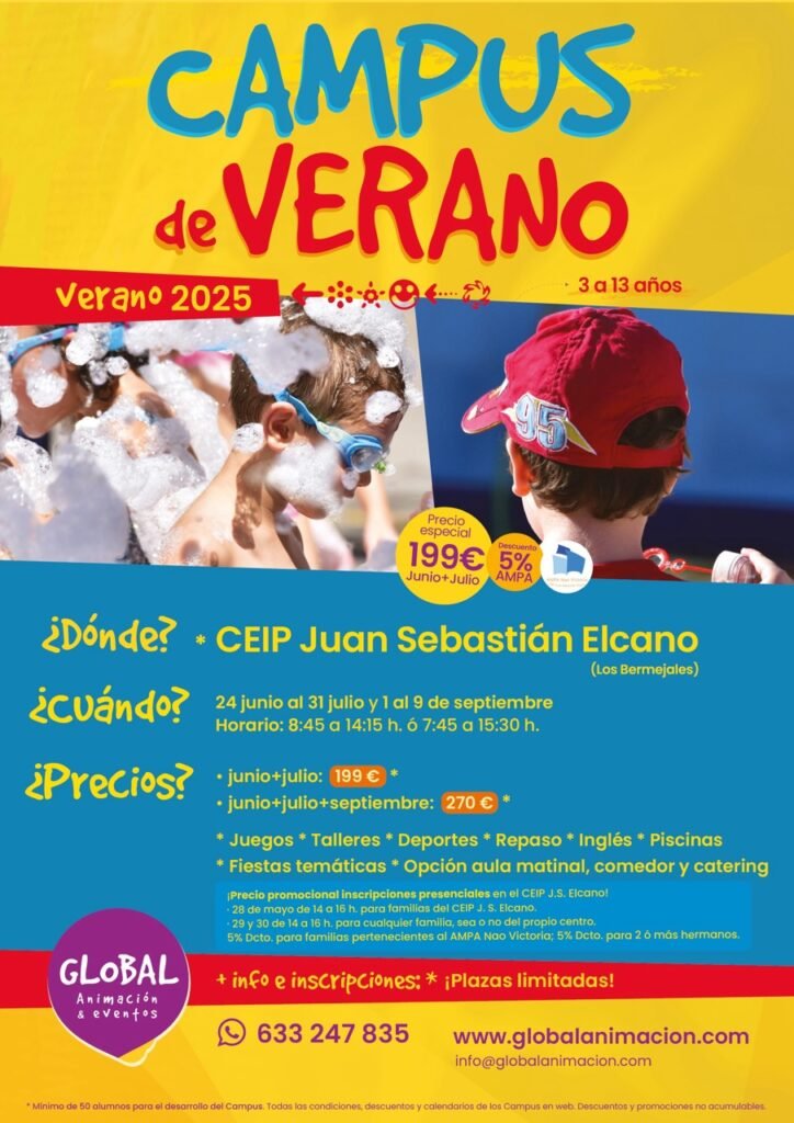 Campamento de Verano en CEIP Juan Sebastián Elcano (Los Bermejales) con Global Animación & Eventos